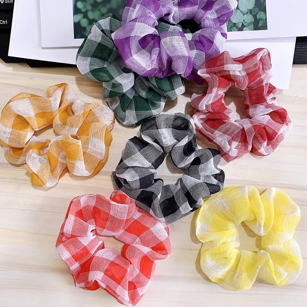 Dây cột tóc vải scrunchies hoa mai thời trang