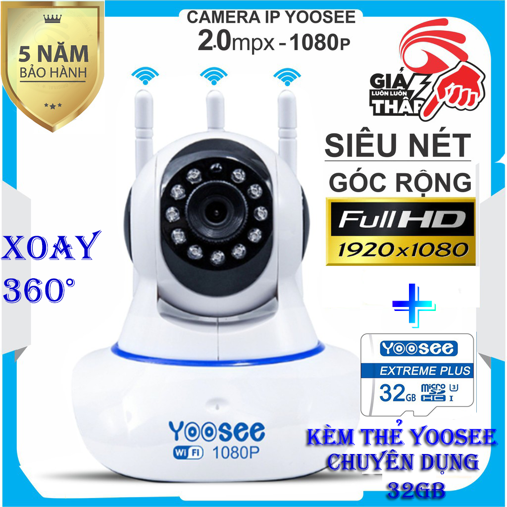 >> BÁO GIÁ (BẢO HÀNH 24 THÁNG, SALE 50%)CAMERA WIFI YOOSEE 2.0MP FULLHD 1920 X 1080,CAMERA WIFI KHÔNG DÂY HỖ TRỢ GHI ÂM, | Shopee Lazada Sendo Tiki mới nhất 32 (Tặng thẻ CHUẨN CTY 32GB,CHUYÊN DỤNG CHO CAMERA , BẢO HÀNH 24 THÁNG)Camera IP Wifi Yoosee 3 Râu Full HD 1920 X 1080 Không Dây,hỗ trợ thu âm Phiên Bản 2019