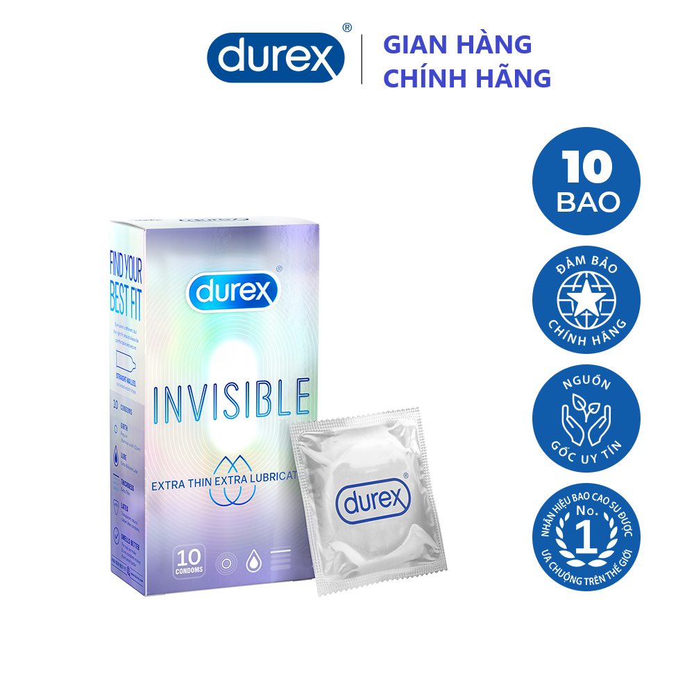[HCM]Bao cao su siêu mỏng Durex Invisible Extra Thin - Extra Sensitive hộp 10 cái