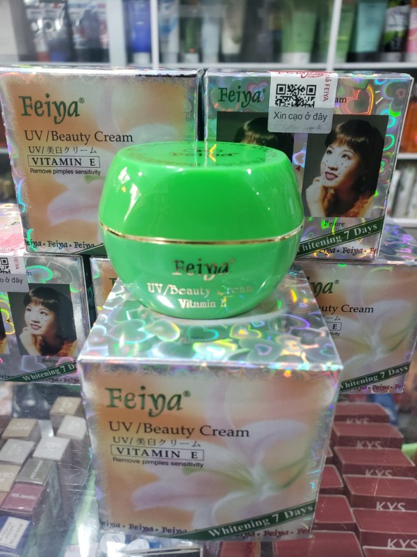 (Xanh lá) Kem Dưỡng Trắng, Ngừa Mụn Feiya Vitamin E Remove Pimples Sensitivity UV/Beauty Cream - 15g