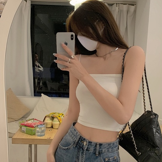 Áo Hai Dây Dệt Kim Dáng Ngắn Quyến Rũ