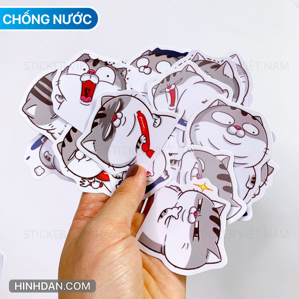 Ami Bụng Bự - Mèo Hài Hước Stickers Chất Liệu PVC Chống Nước Dán Trang Trí Laptop Nón Bảo Hiểm | Sticker Việt Nam