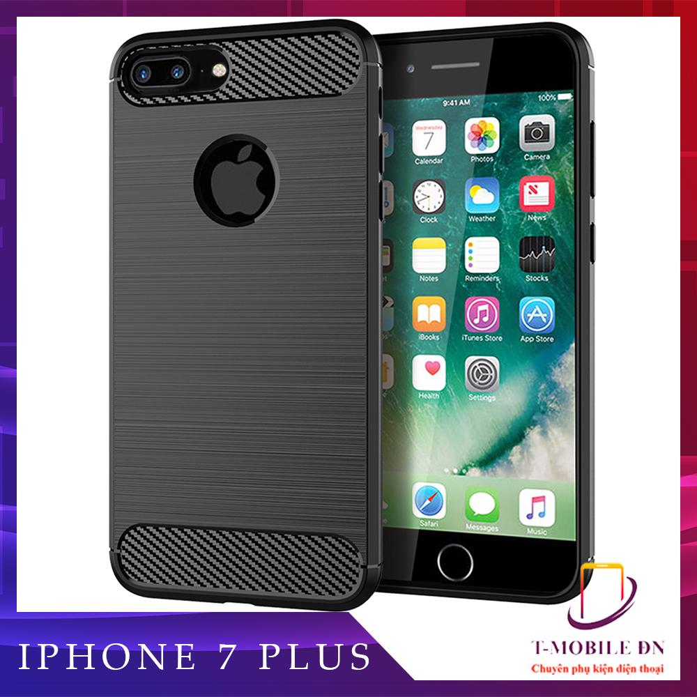 Ốp lưng dành cho iPhone 7 Plus 8 Plus ốp silicone mềm Carbone phay xước chống sốc chống vân tay