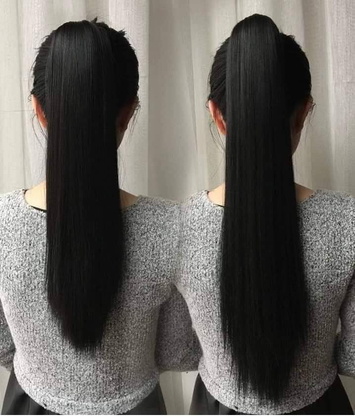 HÌNH THẬT-NGOẠM TÓC GIẢ THẲNG 60CM [MÀU ĐEN]