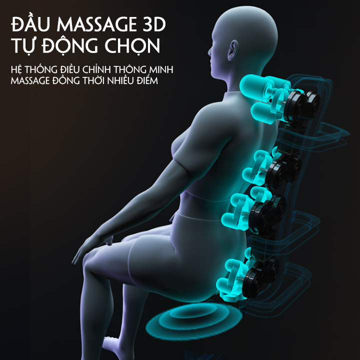 Ghế massage toàn thân cao cấp, công nghệ con lăn, đa túi khí, màn hình cảm ứng