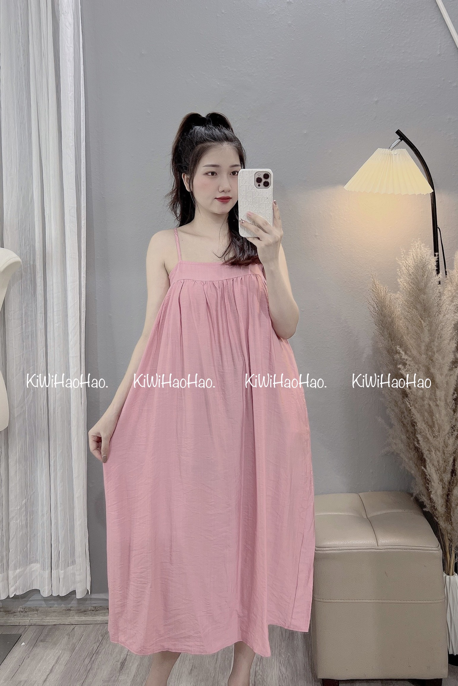 [SALE SỐC] Váy bầu đầm bầu váy lanh bầu 2 dây💗giá sỉ bằng lẻ 💞chất lanh mát thôi rồi💗Free size 40~65kg