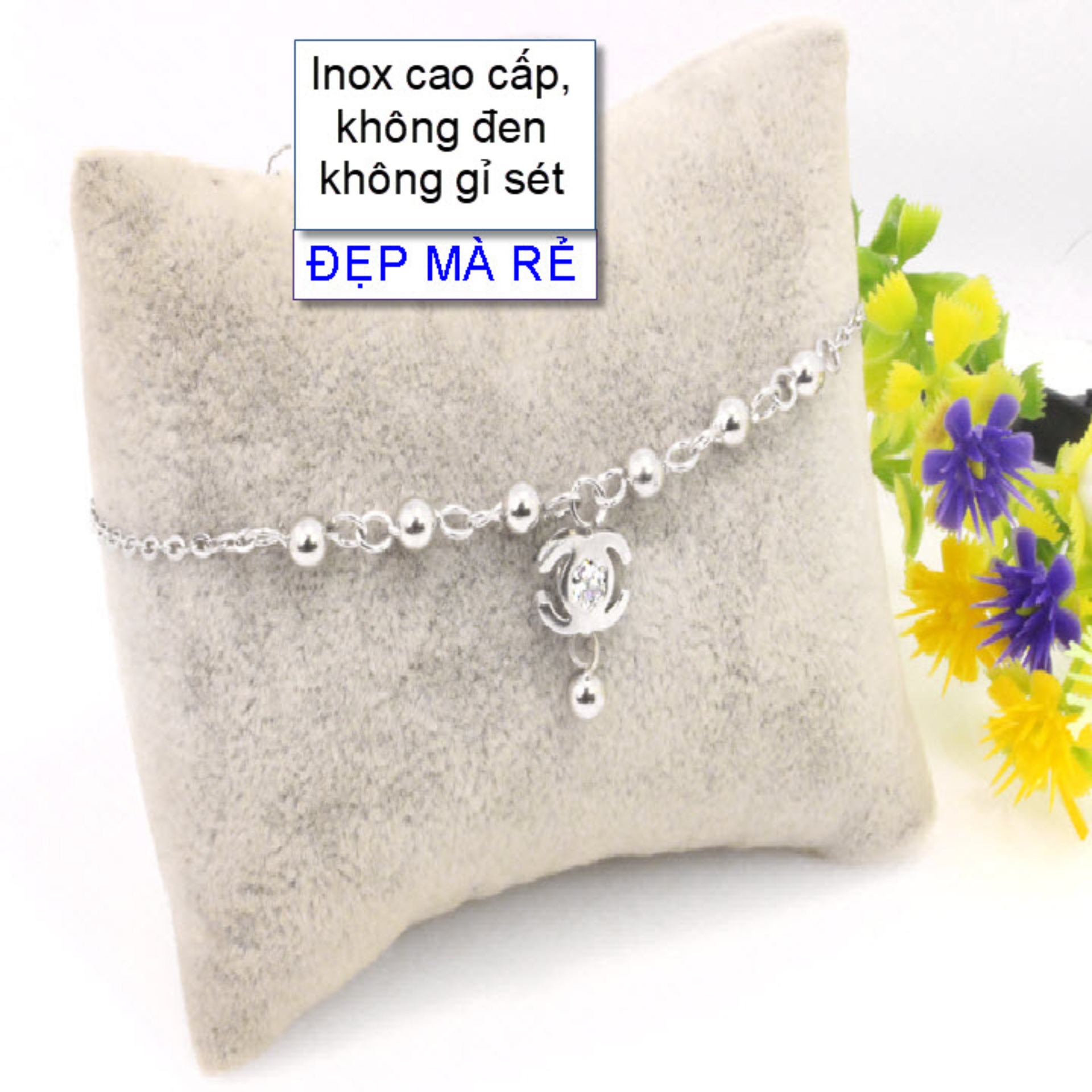 Chains ankle children stainless steel đẹp that cheap Type C letter applique stone zircon hanging ball (white)-commitment 1 Đổi 1 if Hoen, Rust