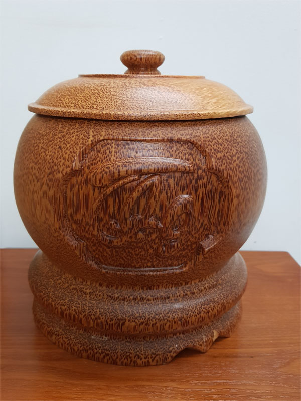 Vỏ đựng bình trà gỗ dừa Phúc lộc thọ
