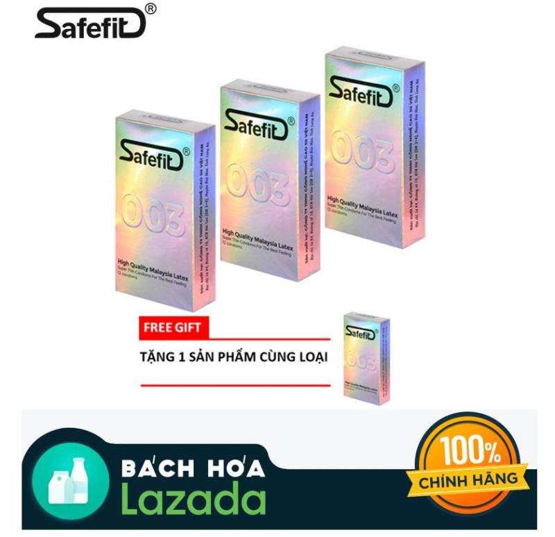 Bộ mua 3 tặng 1 Bao cao su safe fit cực siêu mỏng 0.03mm