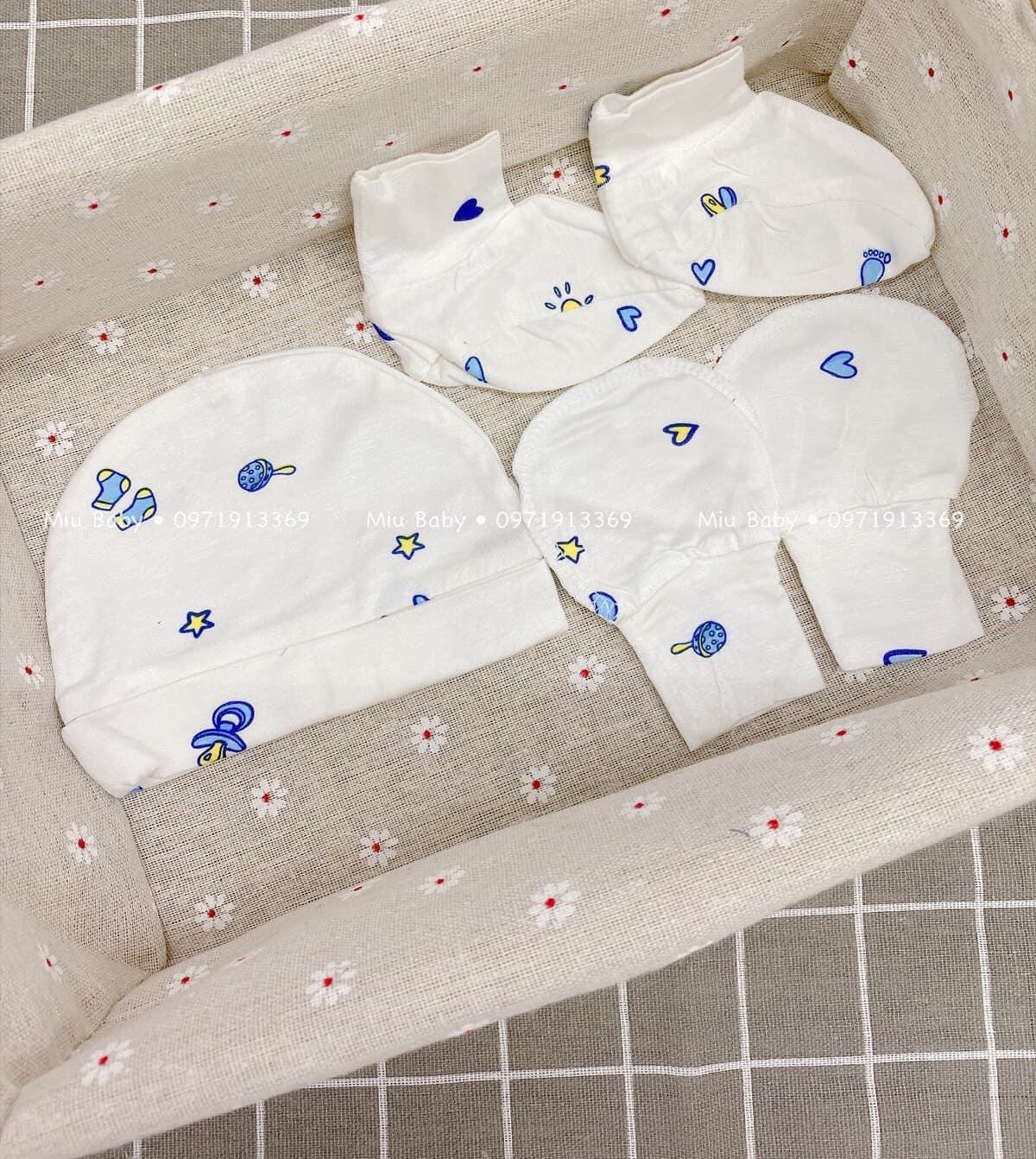 set bao tay chân sơ sinh bexiu vải siu mềm mịn