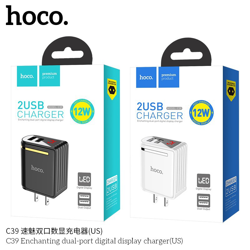 [HCM]Củ Sạc Nhanh 2 Cổng Hoco C39 - Bảo hành 12 tháng