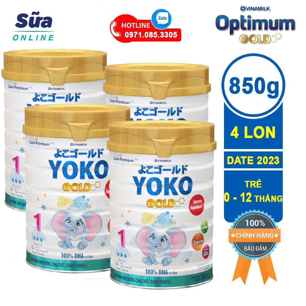 [Combo 4 lon] Yoko 1 - Hộp Thiếc 850g (cho trẻ từ 0 - 1 tuổi) - Sữa bột Vinamilk
