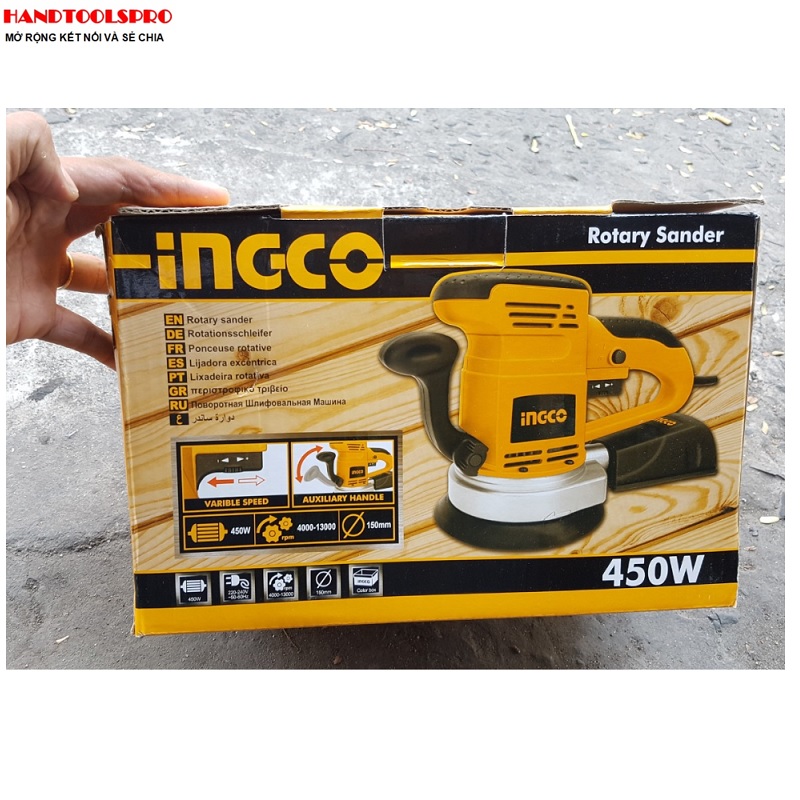 150mm Máy chà nhám tròn 450W siêu khỏe , siêu mạnh INGCO RS4501.2