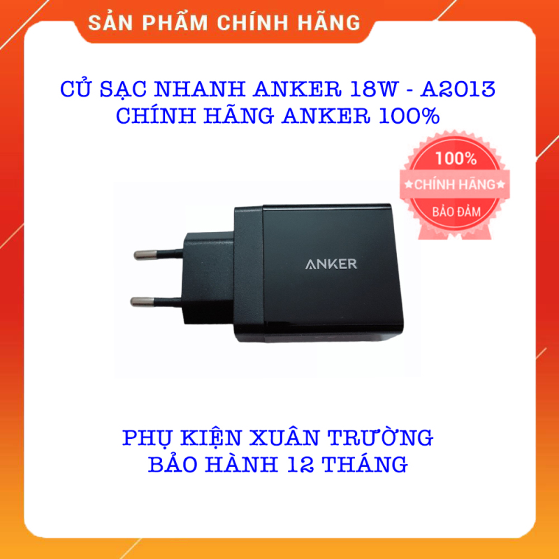 Củ Sạc Nhanh Anker 18w - A2013 - Quick Charge 3.0 (Có PowerIQ) - [PowerPort+ 1] - Chính Hãng Anker - Bảo Hành 12 Tháng