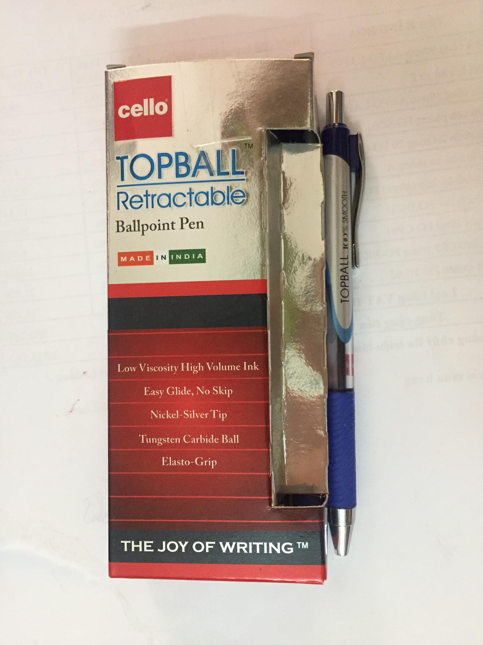 Hộp 12 chiếc bút bi bấm Cello Topball 0.7 (Xanh, Đỏ, Đen)