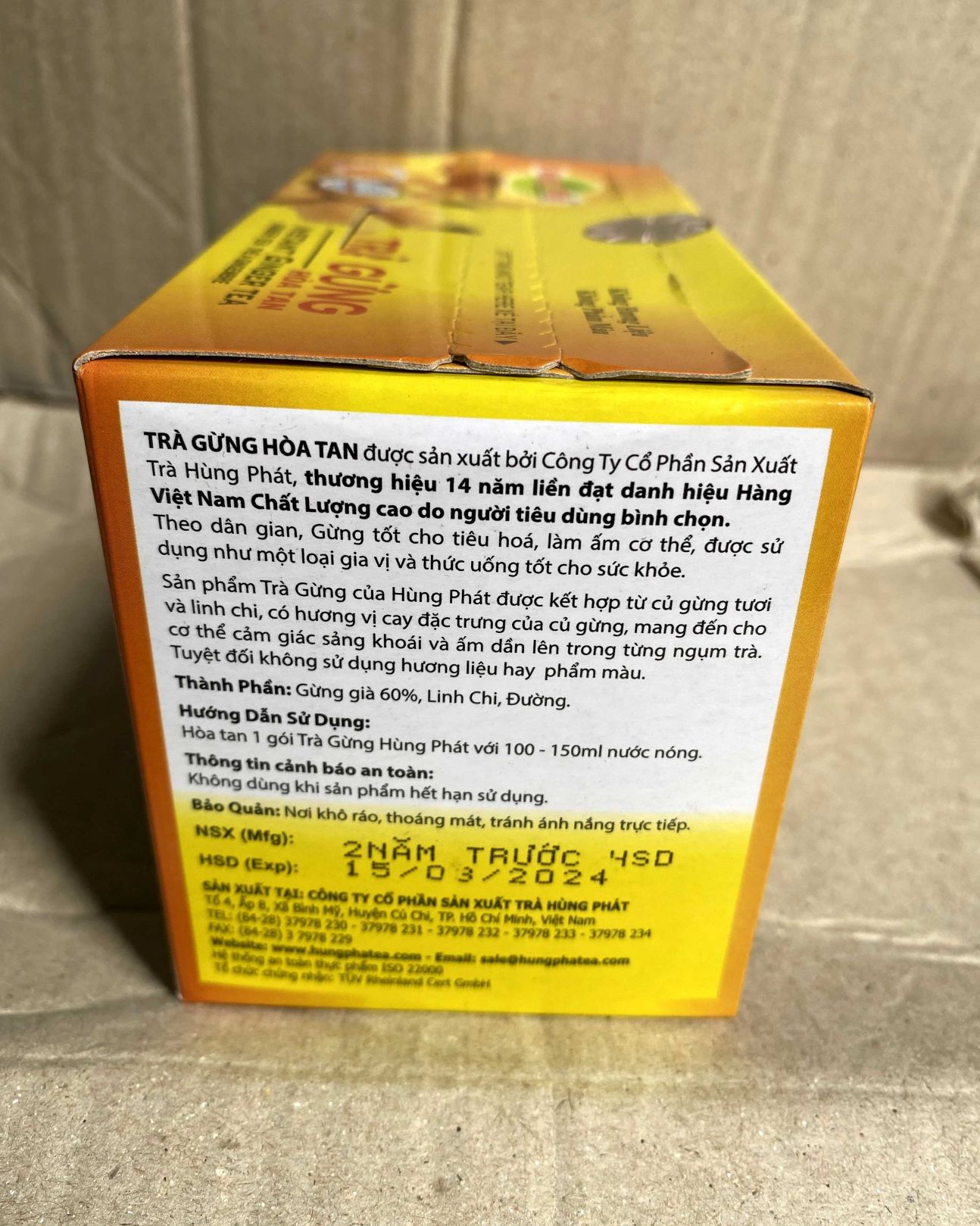 Trà Gừng Hòa Tan HÙNG PHÁT Hộp 200g (20 gói x 10g)