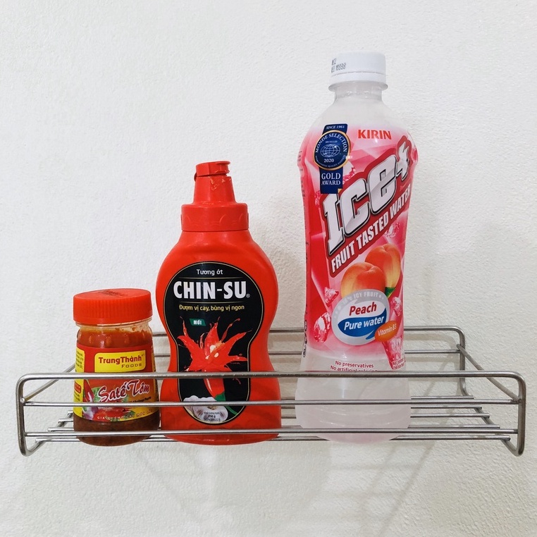 Kệ chữ nhật để đồ nhà tắm dán tường siêu dính, Giá để đồ nhà bếp, nhà tắm - Chất liệu Inox - Có kèm 2 miếng dán - Kệ góc inox treo tường - Kệ treo tường để đồ nhà tắm phòng bếp chắc chắn