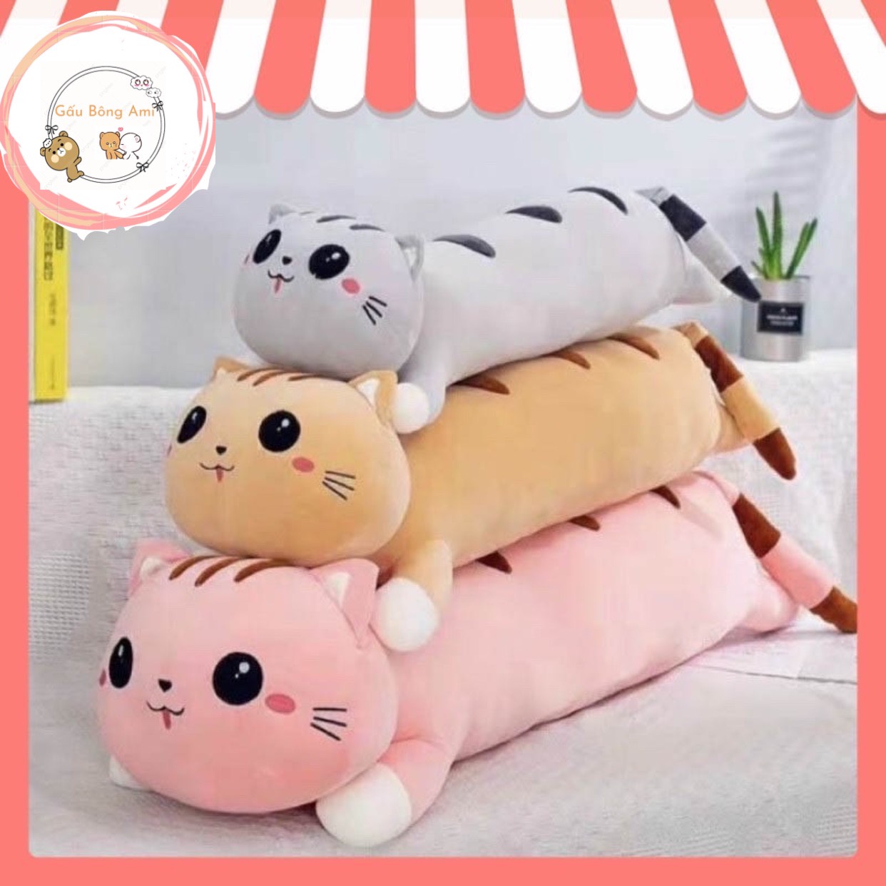 Gối Ôm Mèo Dáng Dài Cao Cấp - Mèo Bông