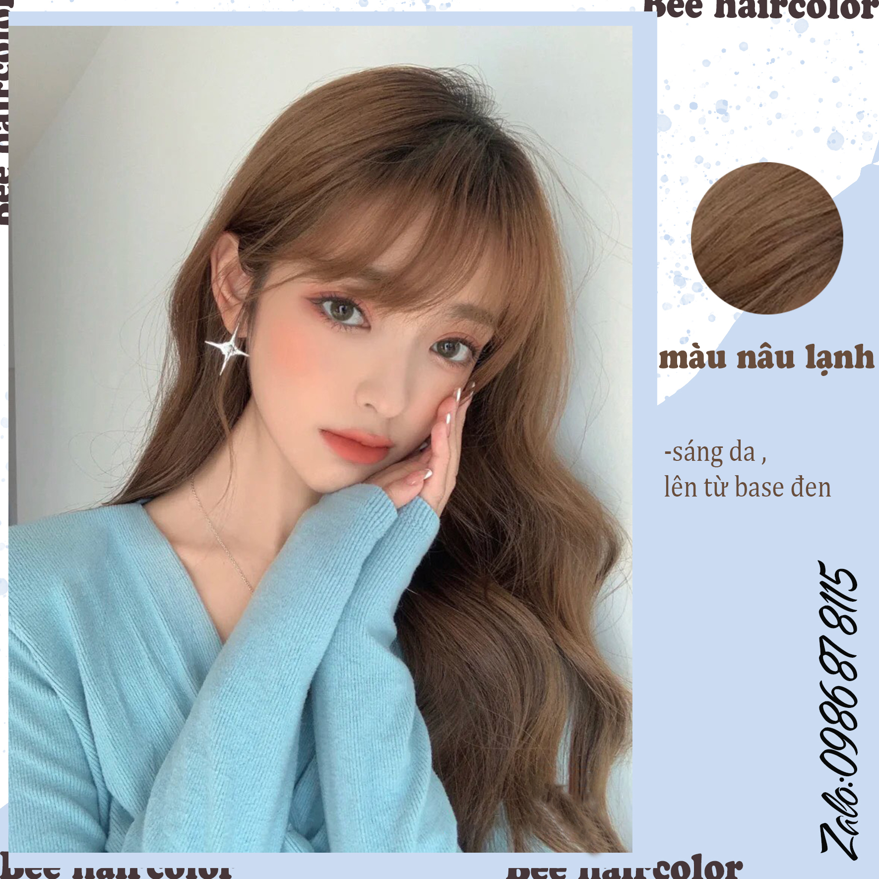 thuốc nhuộm tóc màu Nâu Lạnh [ tặng kèm trợ dưỡng + bao tay ]