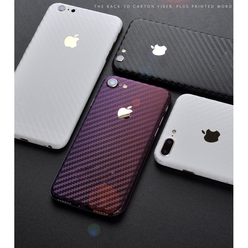 Miếng dán skin iphone 7 , 7 plus vân carbon 4D - Đủ Màu