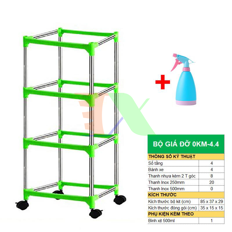 Bộ khung giá Khay trồng rau mầm thủy canh 0KM , Gồm Giá đỡ, Bình xịt