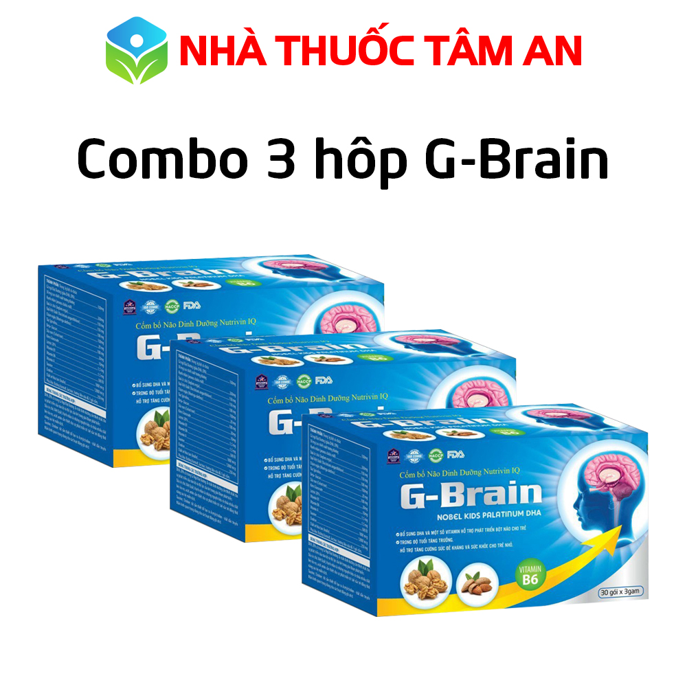 Combo 3 hộp cốm bổ não G-Brain giúp phát triển não bộ, tăng cường trí nhớ, tăng sức đề kháng cho bé - Hộp 20 gói x 5g