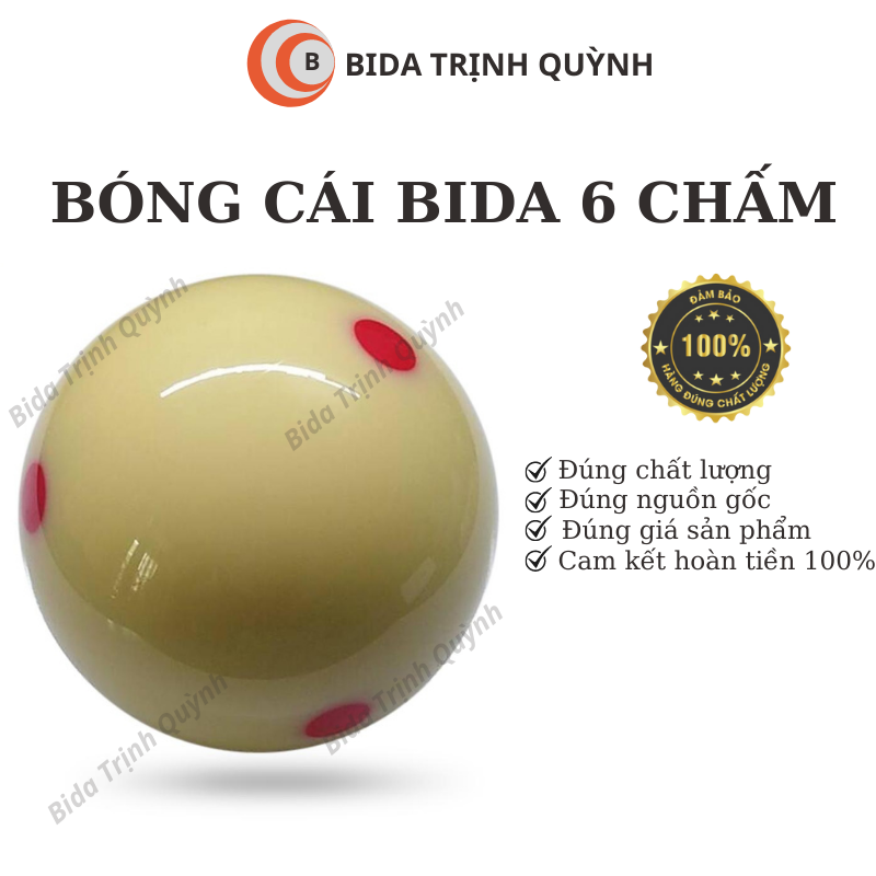 Bóng cái Bida BI-A Đài Loan 6 chấm loại 56mm tặng găng tay Win chất liệu thun lạnh cao cấp