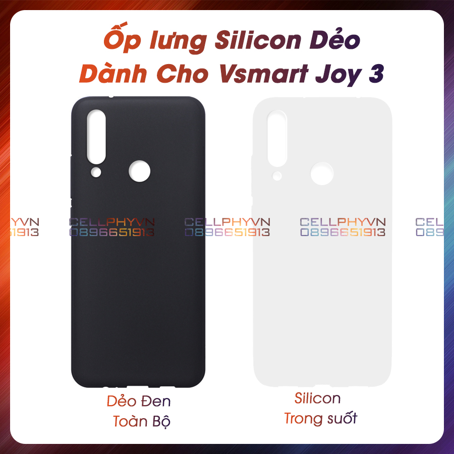 Ốp lưng Vsmart Joy 3 / Joy 4 Silicon Dẻo Đen Và Trong Suốt