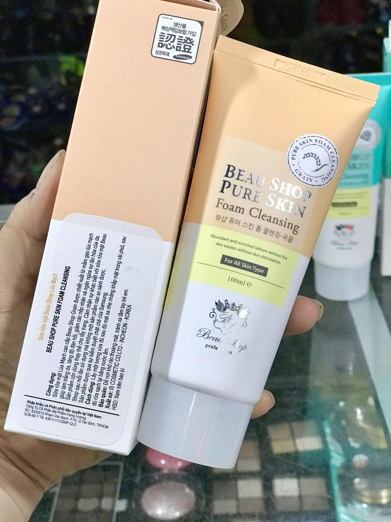 SỮA RỬA MẶT BEAU SHOP TẠO BỌT SẠCH DA HÀN QUỐC PURE SKIN FOAM CLEASING 100ML