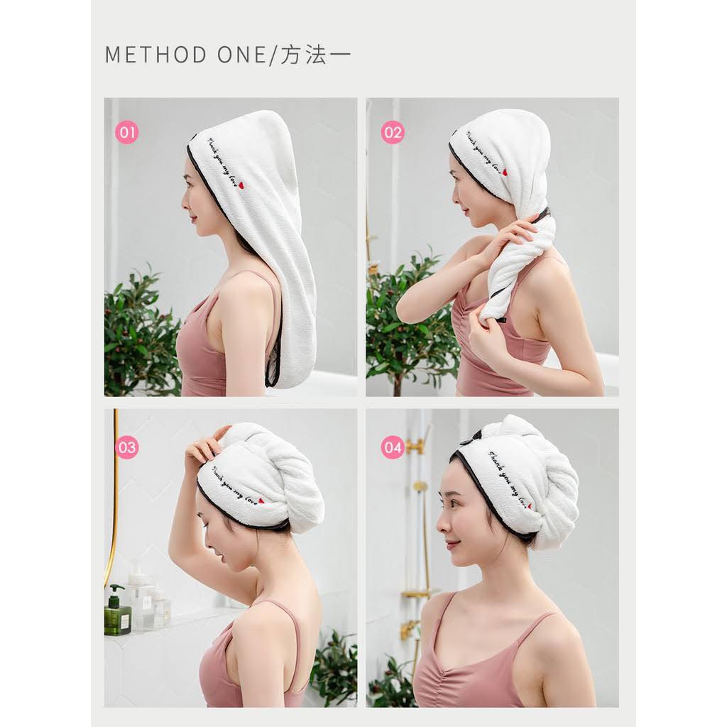 Khăn bông cotton ủ tóc, khăn quấn tóc siêu thấm hút JuFy