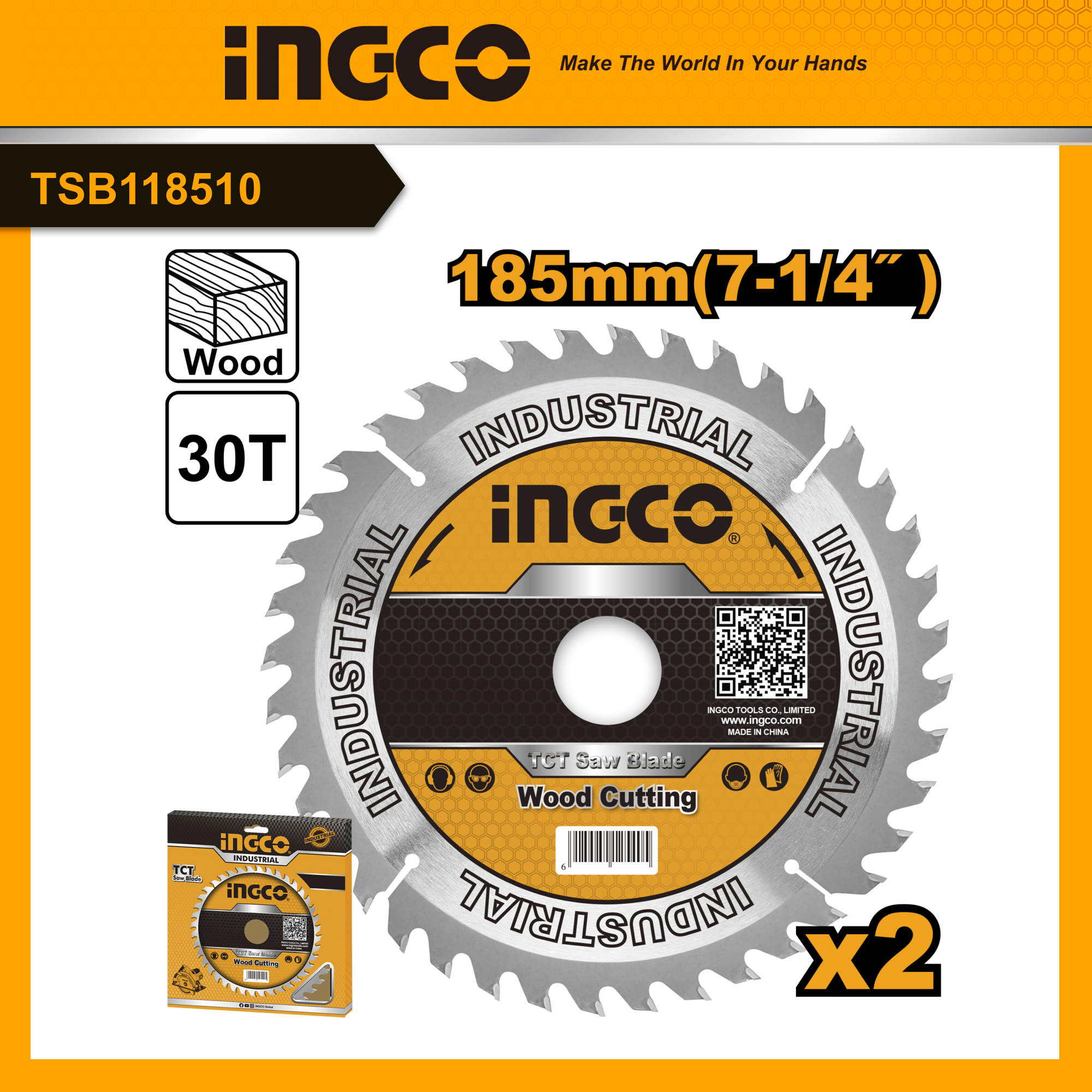 Ingco tsb118510 lưỡi cắt gỗ 185mm