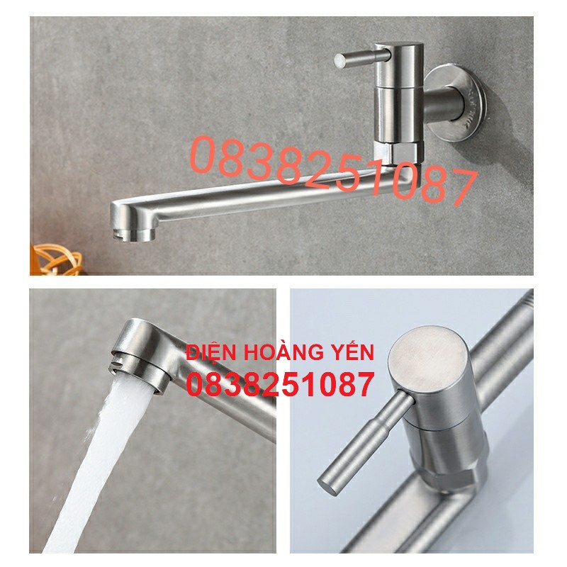 Vòi hồ mỏ dài inox 304 xoay 360