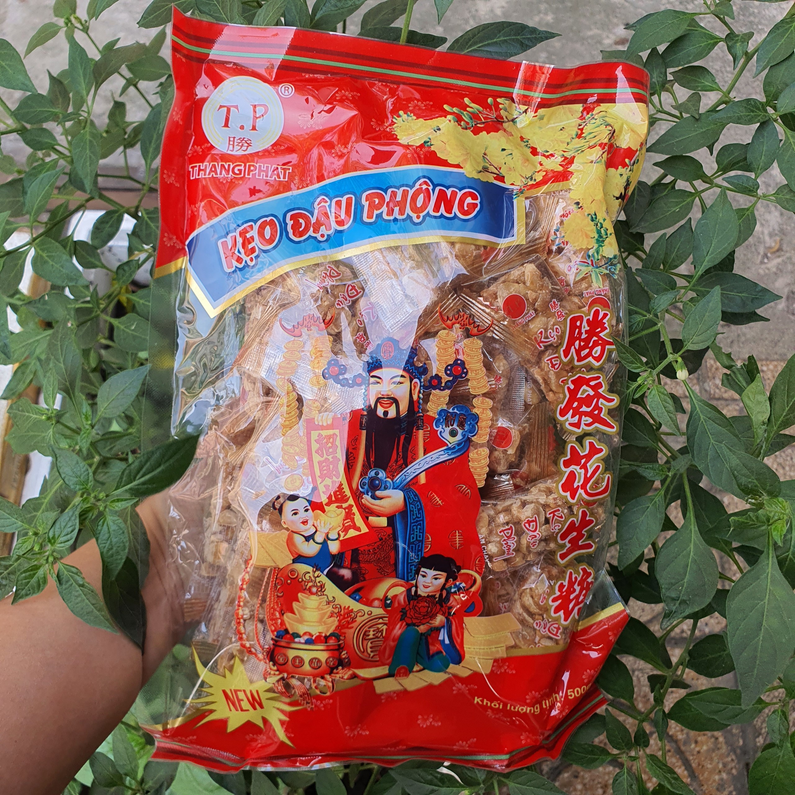 kẹo đậu phộng nguyên hiệu THẮNG PHÁT gói THẦN TÀI 500g HSD:2025