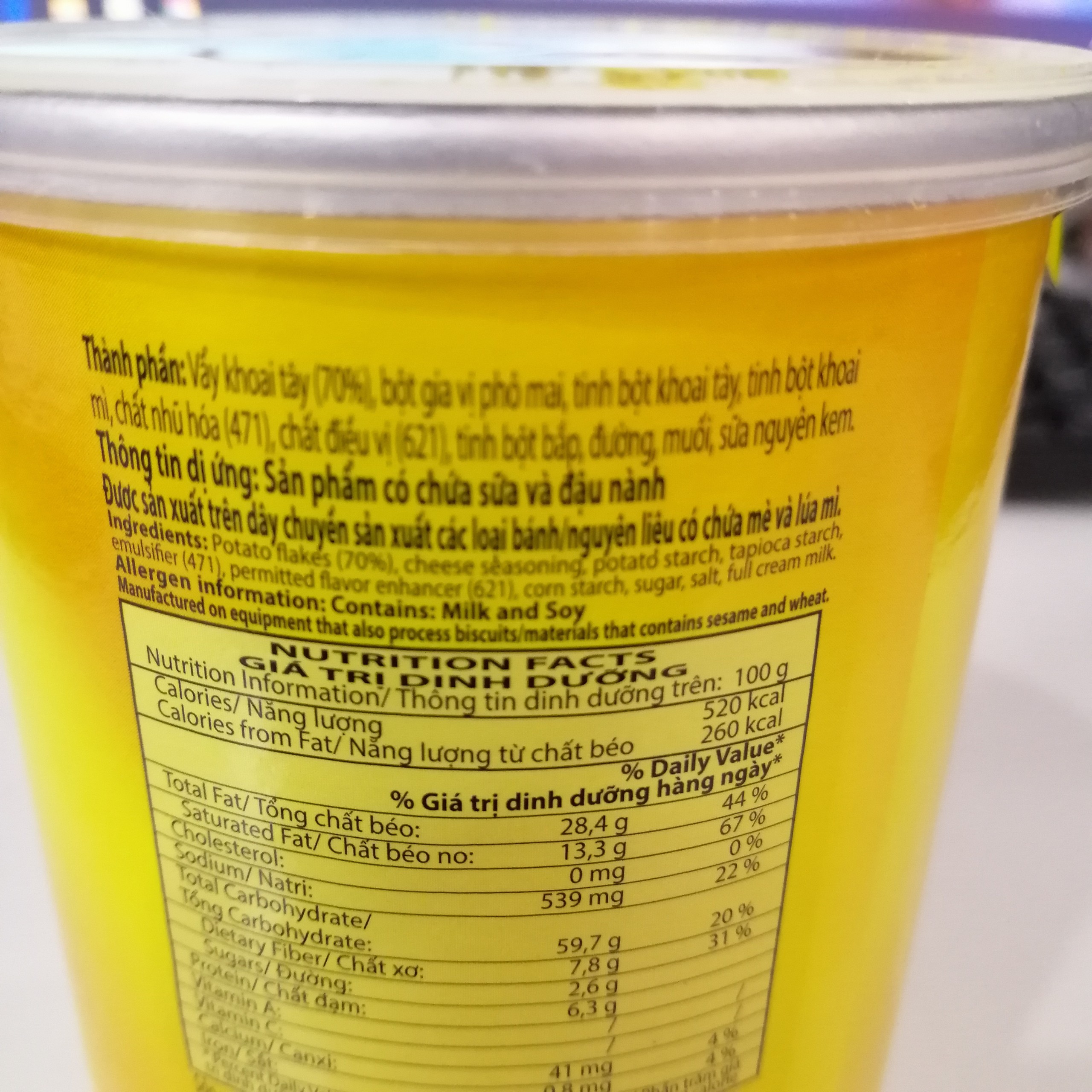 Snack Khoai Tây Slide Vị Phô Mai (Lon 65g)