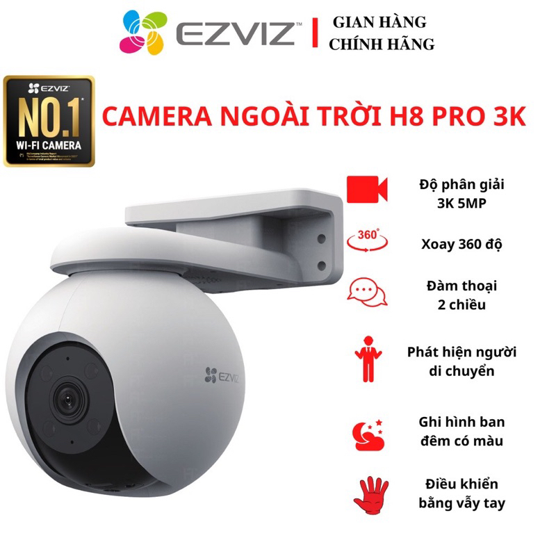 Camera Wifi EZVIZ H8 Pro 3K 5MP Siêu Nét Xoay 360 Độ, 54% OFF