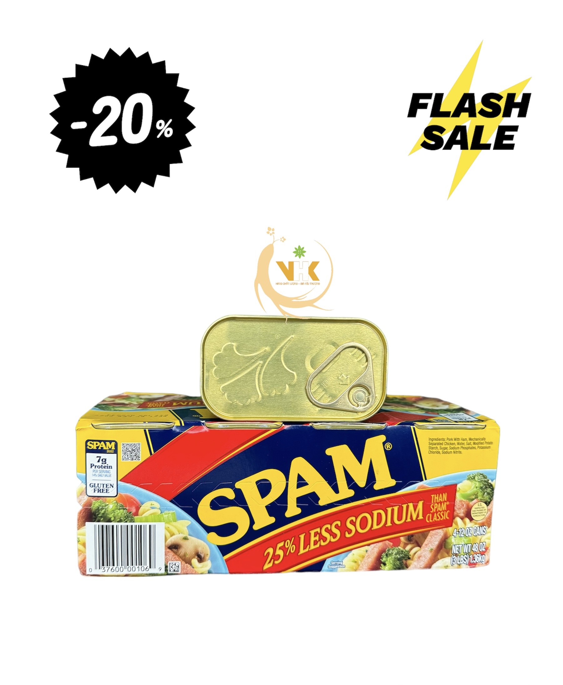 THỊT HỘP SPAM MỸ 340GR ( GIẢM 25% NATRI) DATE 2027