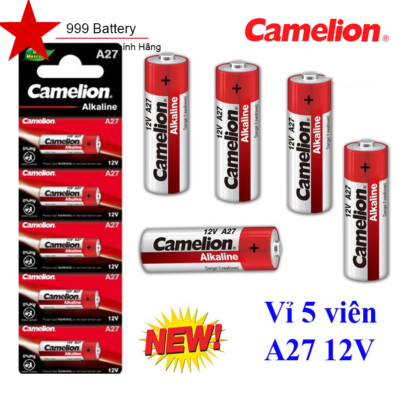Combo 5 viên pin cửa cuốn A27, pin chuông cửa Camelion 12V chính hãng