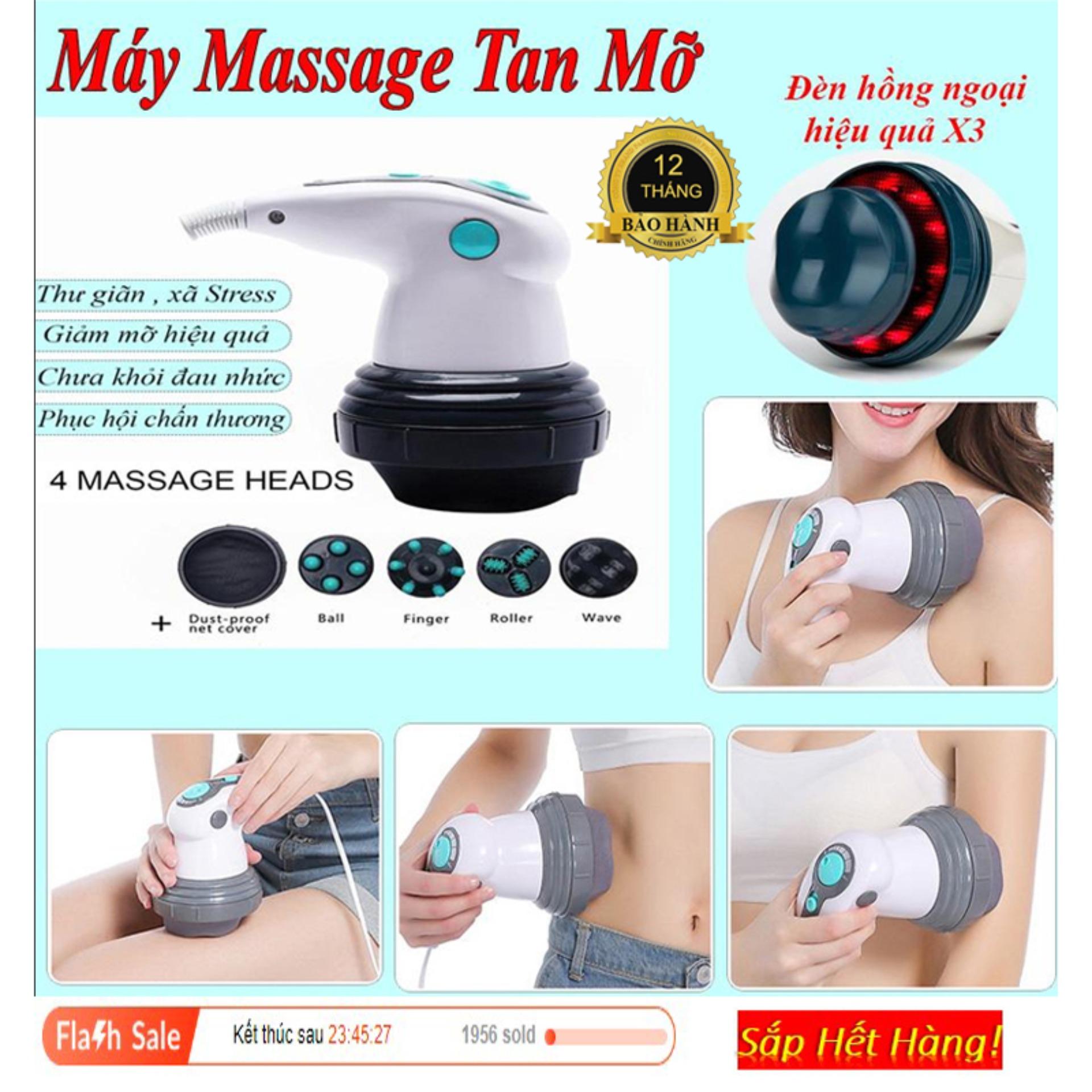 [HCM]Máy massage cầm tay Body Innovation - 4 đầu massage 6 cường độ chế độ rung lắc thư giãn giảm mỡ hiệu quả - Matxa quý bà Đánh tan mỡ bụng - Bảo Hành 12 tháng