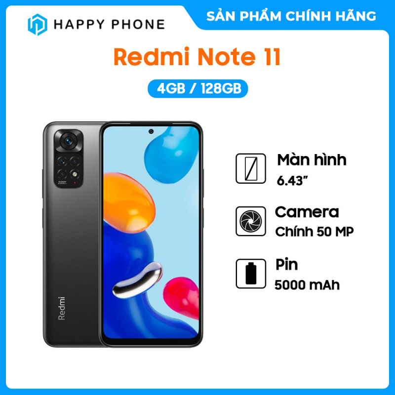Điện thoại Redmi Note 11 (4GB/128GB) - Hàng Chính Hãng, Mới 100%, Nguyên Seal | Bảo hành 18 tháng