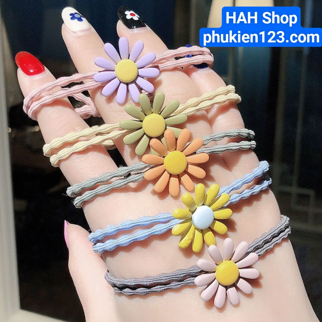 SET 10 DÂY CỘT TÓC HOA CÚC NHIỀU MÀU