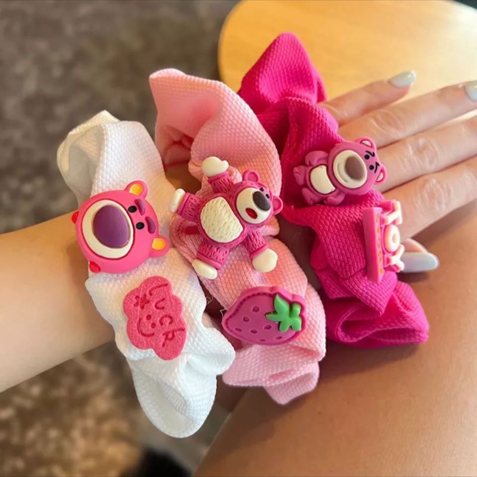 1 cột tóc scrunchies gấu hồng xinh xắn Phụ kiện 68