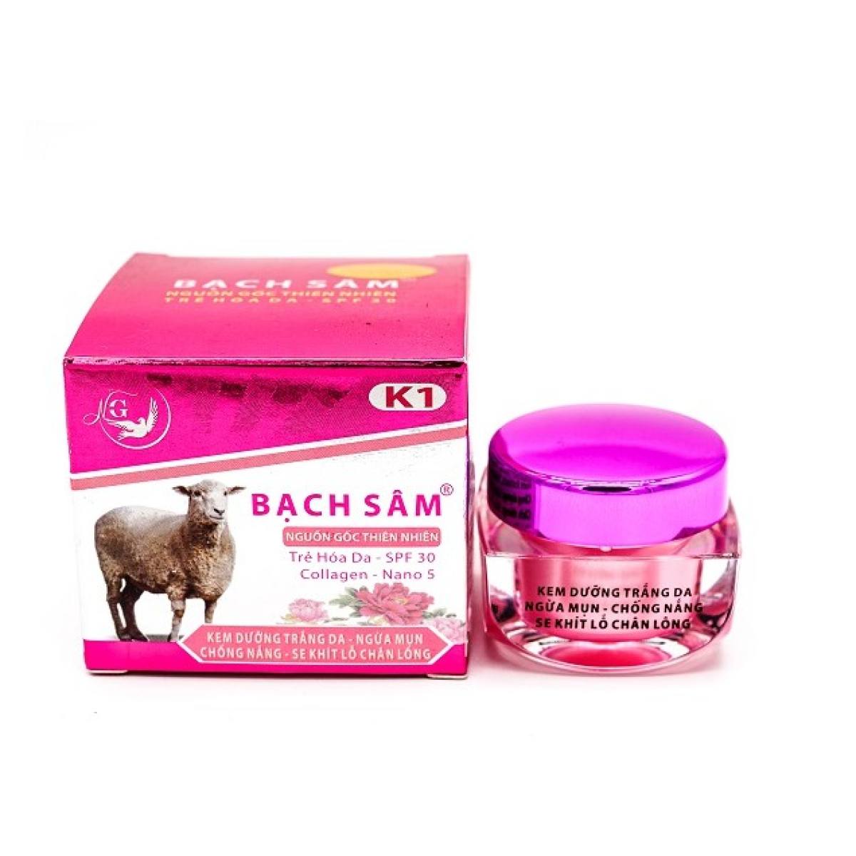 [HCM]Kem dưỡng trắng da Ngừa mụn Chống nắng Se khít lỗ chân lông K1 BẠCH SÂM (18g)