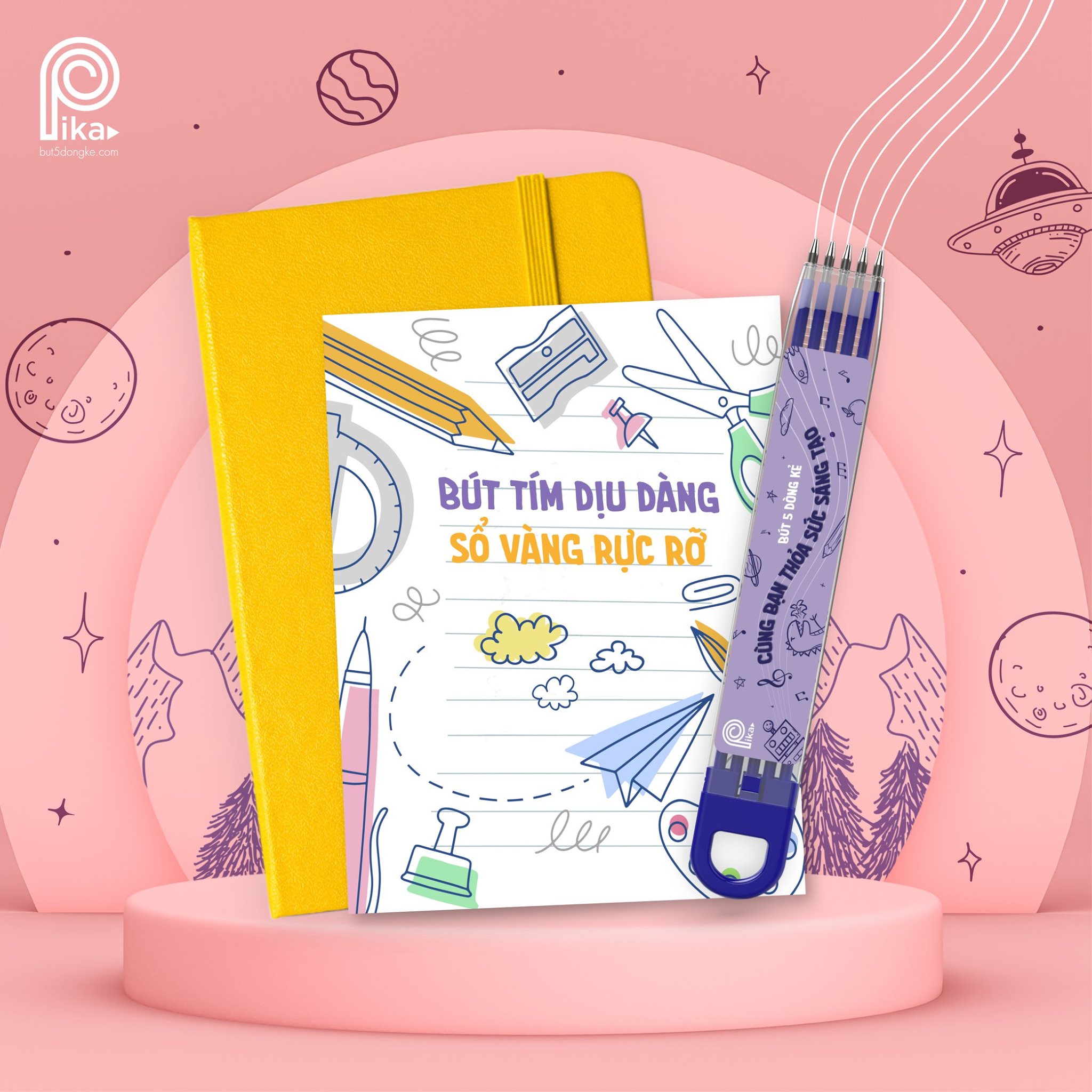 BÚT 5 DÒNG KẺ PIKA - TÍM