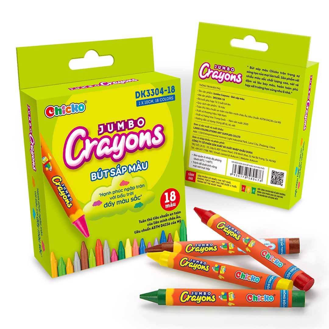 Bút Sáp 18 Màu Jumbo Crayons