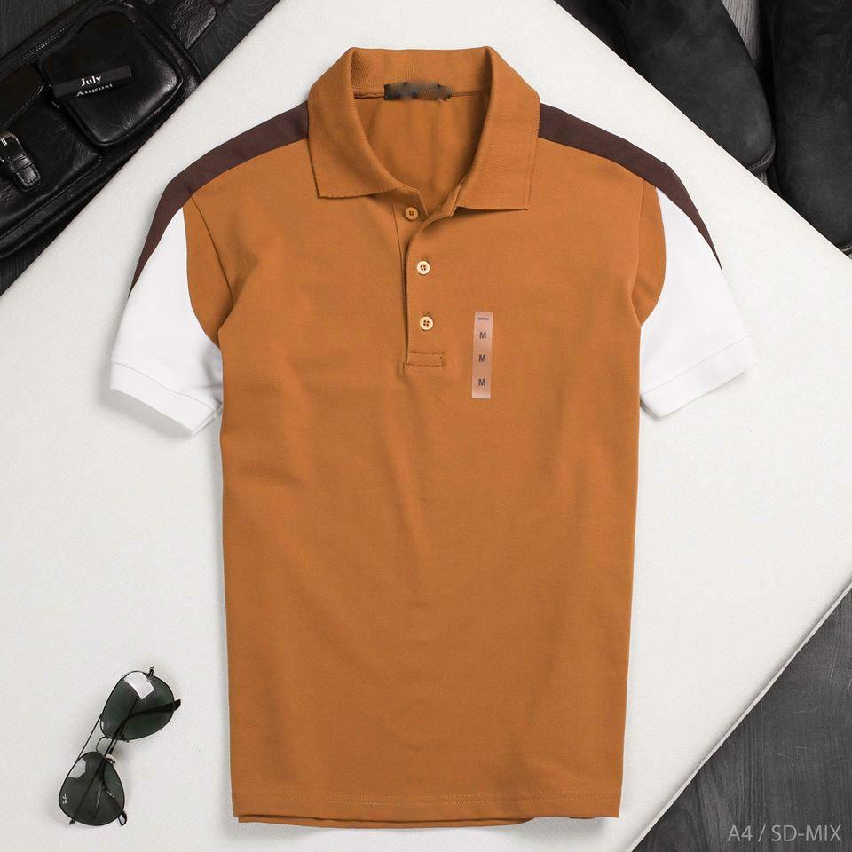 [HCM]Áo thun nam cổ trụ phối màu viền vai thời trang  siêu hot Chất cotton mềm mịnthoáng mát