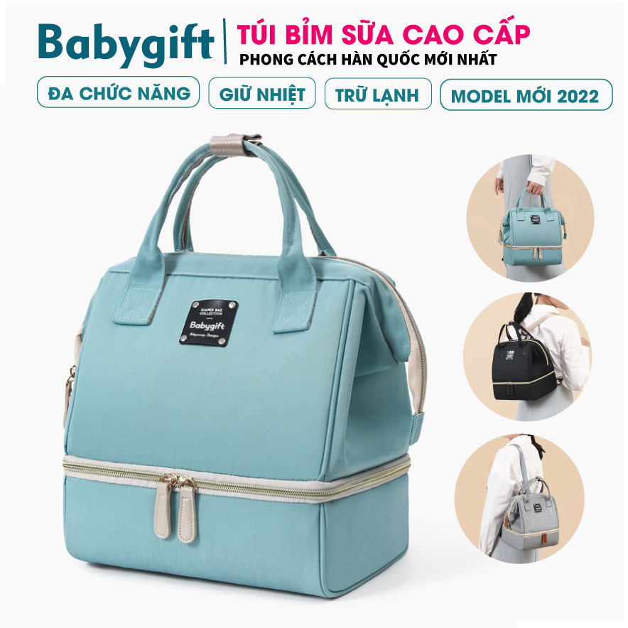 Túi xách bỉm sữa giữ nhiệt bình sữa phong cách Hàn. Balo bỉm sữa đựng đồ