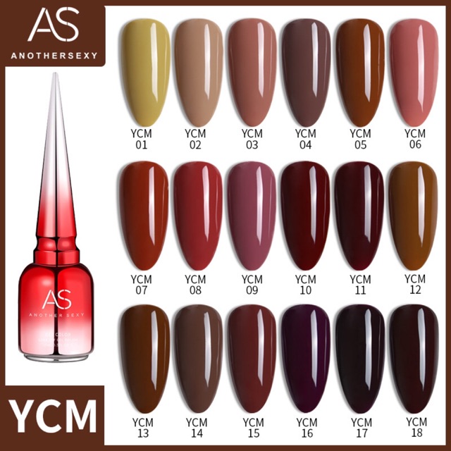 set 6 chai sơn gel AS đỏ nhọn 15ml