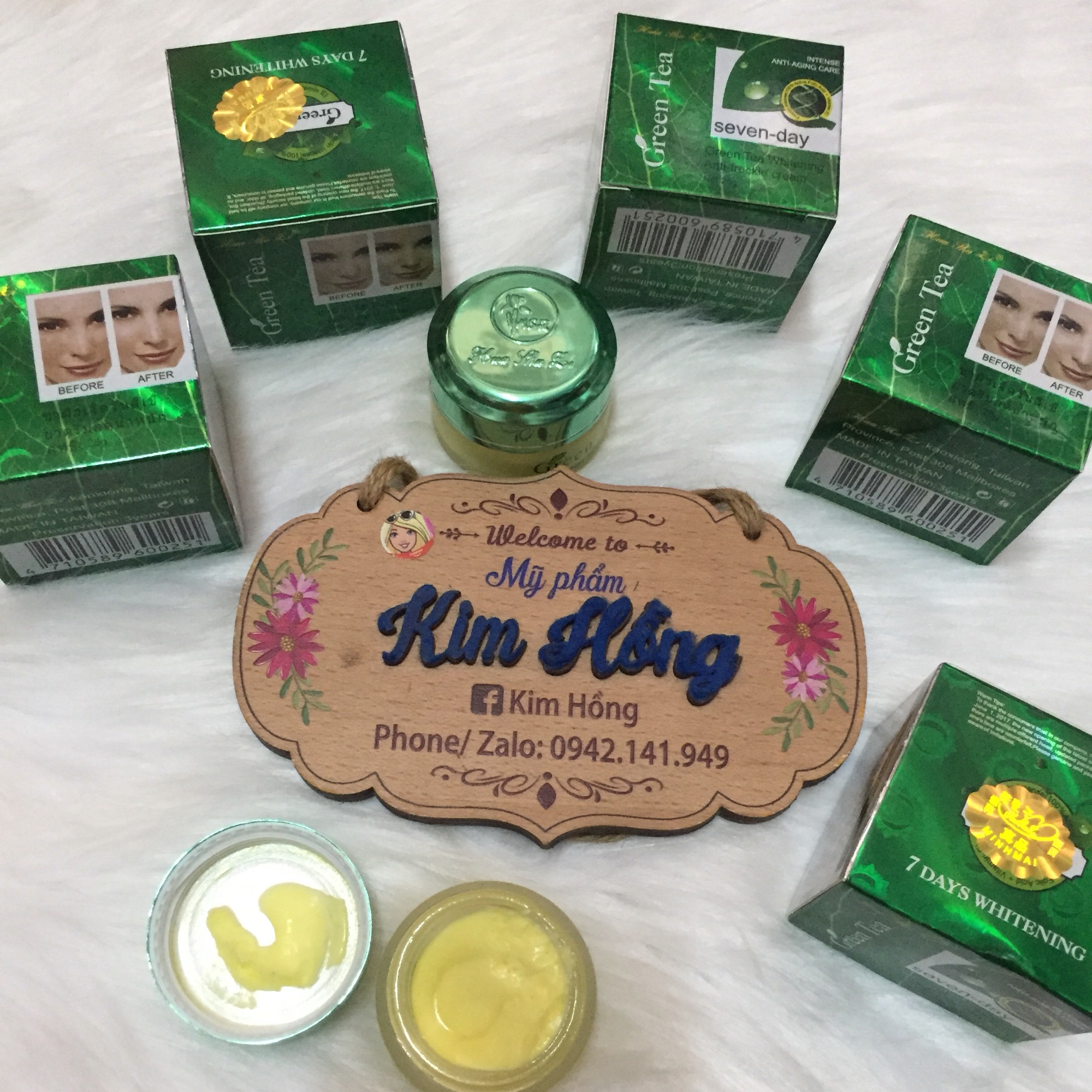 Kem Trà Xanh Green Tea Hua Shu Li Seven Day Trắng Da Nám, Tàn Nhang