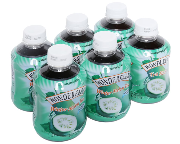 Thùng 24 chai trà bí đao wonderfarm 280ml / lốc 6 chai trà bí đao wonderfarm 280ml