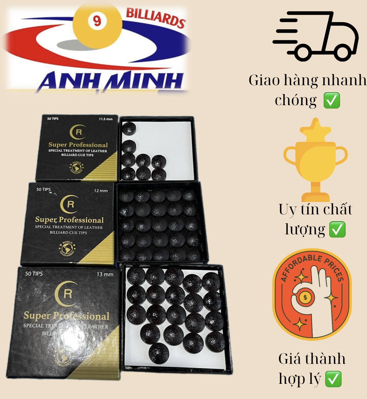 [HCM]HỘP ĐẦU CƠ BIDA R XỊN 12MM